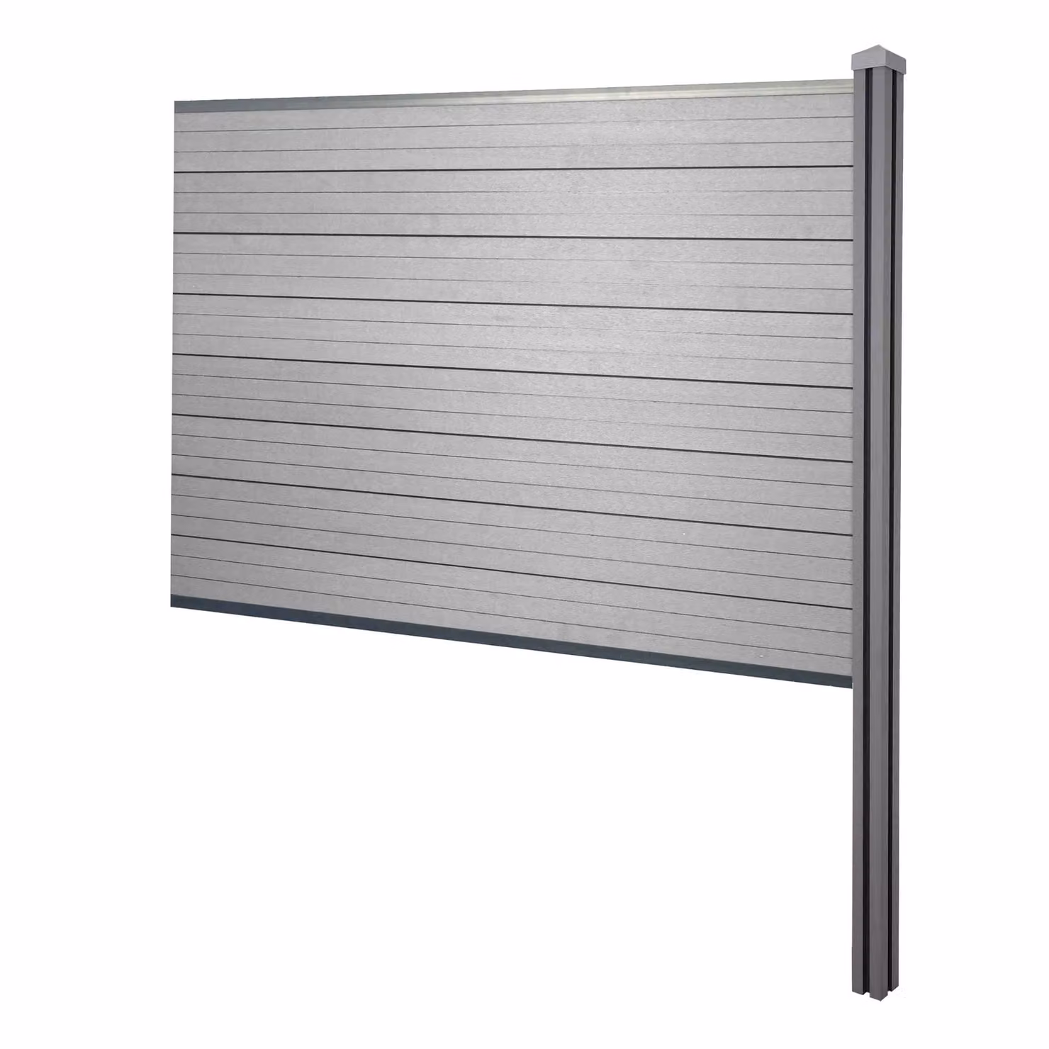 Schermo privacy in WPC Sarthe, recinzione frangivento, palo in WPC da inserire nel calcestruzzo ~ elemento di prolunga, 188 cm grigio