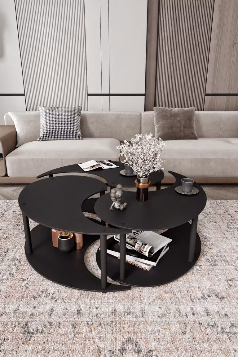 Skye Decor, Yin Yang 3 70 - Nero, Tavolini, Nero, MDF, 70 x 38 x 70 cm