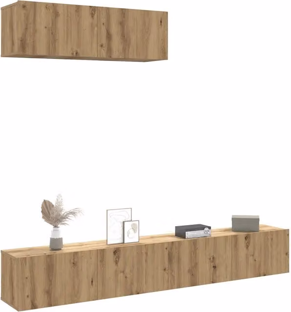 Mobili TV a Parete 3 pz-Set di 3 Credenza per TV sospesa Rovere 100x30x30 cm Truciolato