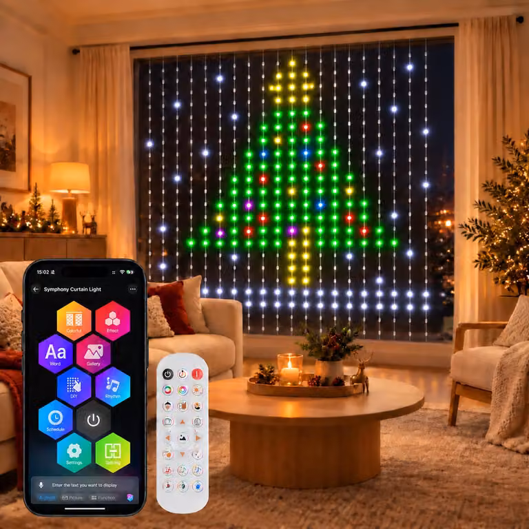Tenda luminosa a LED, 2x2 metri, 400 LED, catena luminosa a forma di tenda, controllo tramite app, telecomando, sincronizzazione con la musica, timer, RGBIC, ideale per camere da letto, finestre, Natale