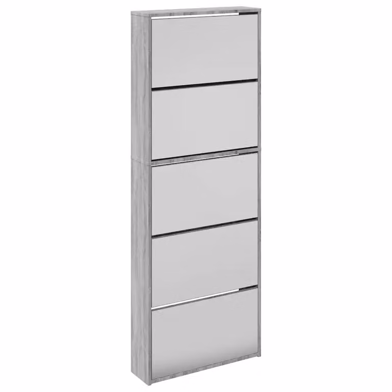 Scarpiera a parete con specchio vidaXL Grigio L: 63 cm, P: 17 cm, H: 169,5 cm