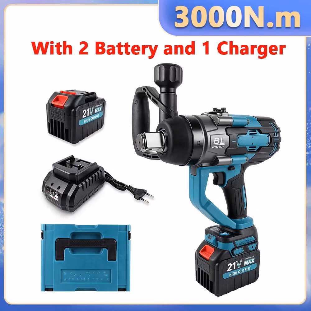 Avvitatore a percussione a batteria, trapano avvitatore - 1500W, motore brushless - coppia di 3000 Nm - 7680 colpi al minuto - 2 batterie da 6,0Ah