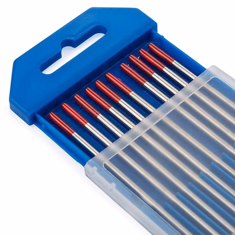Elettrodi in tungsteno WIG-Lase, 2% WT20, rossi, 3,2x150 mm, confezione da 10 pezzi