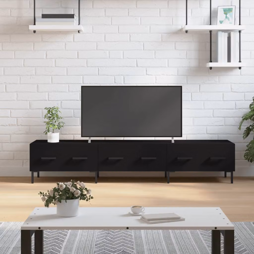 vidaXL Mobile Porta TV Moderno Nero in Legno e Metallo L: 150 cm, P: 36 cm, H: 30 cm