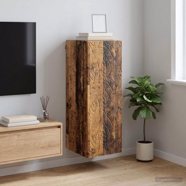Mobiletto a muro vidaXL in legno marrone con ante a battente e ripiani interni L: 33 cm, P: 34,5 cm, H: 90 cm