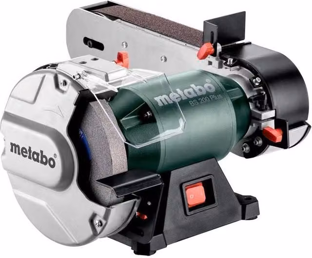 Metabo BS 200 PLUS Levigatrice Combinata a Nastro da Banco 600W 2980 rpm con Mola 200mm e Nastro 50x1000mm Colore Nero Verde Grigio – 1