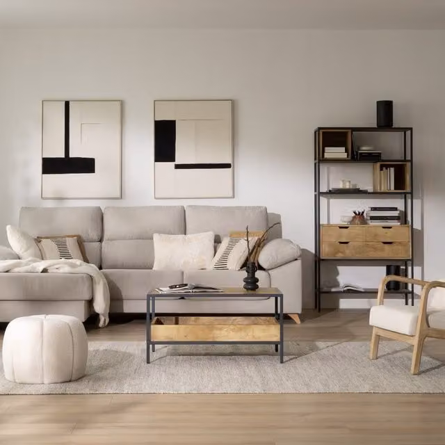 Tavolo da centro Boston Banak in legno di mango e metallo marrone e multicolore rettangolare