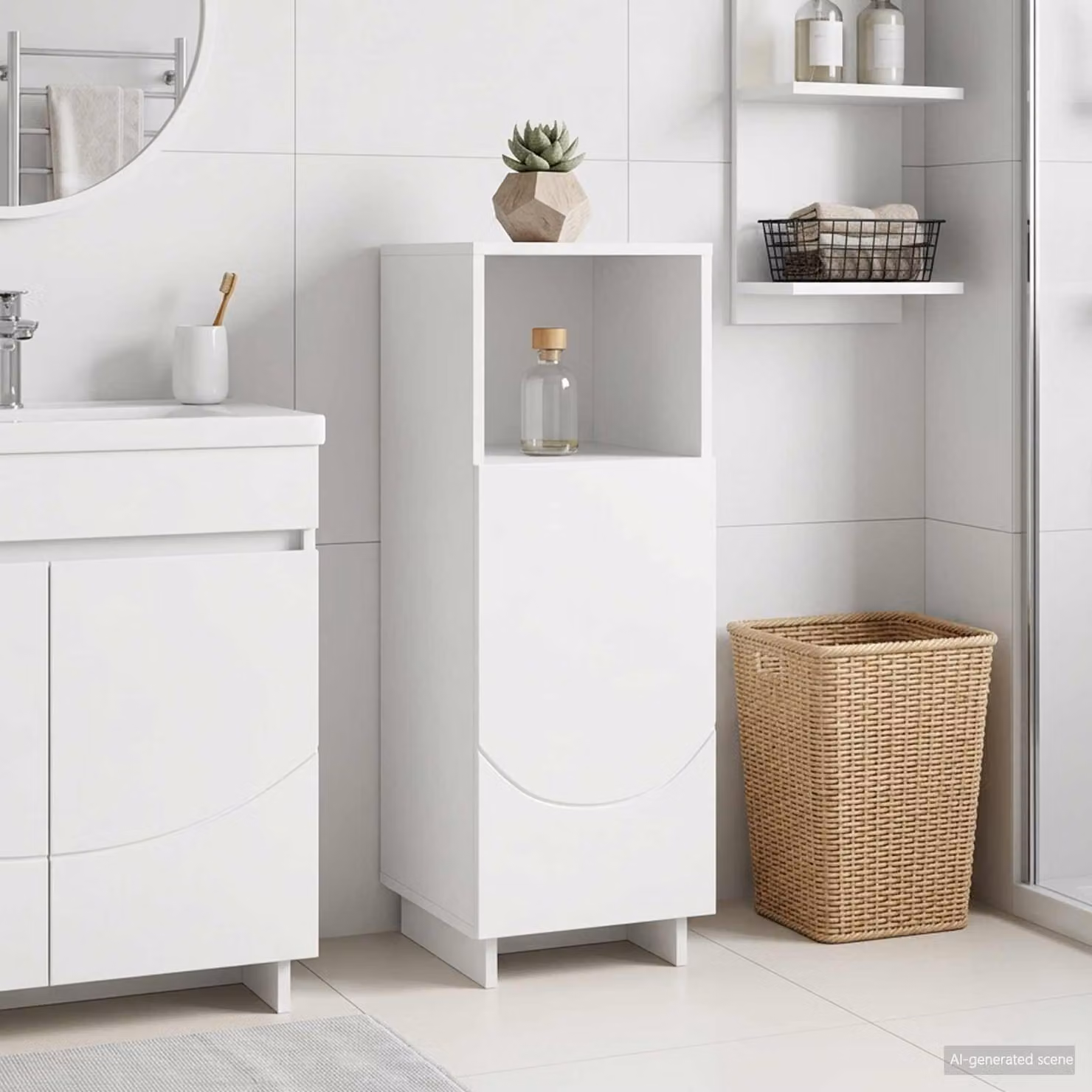 Mobile bagno vidaXL Bianco Lucido con ripiani interni L: 36,5 cm, P: 38 cm, H: 95 cm