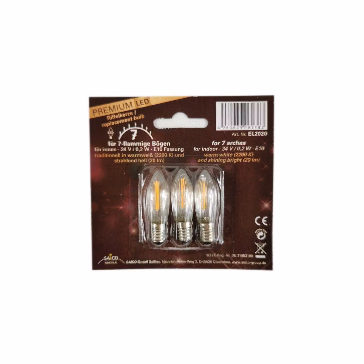 Lampadina di ricambio a LED Saico, E 10, 34 V, 0,2 W