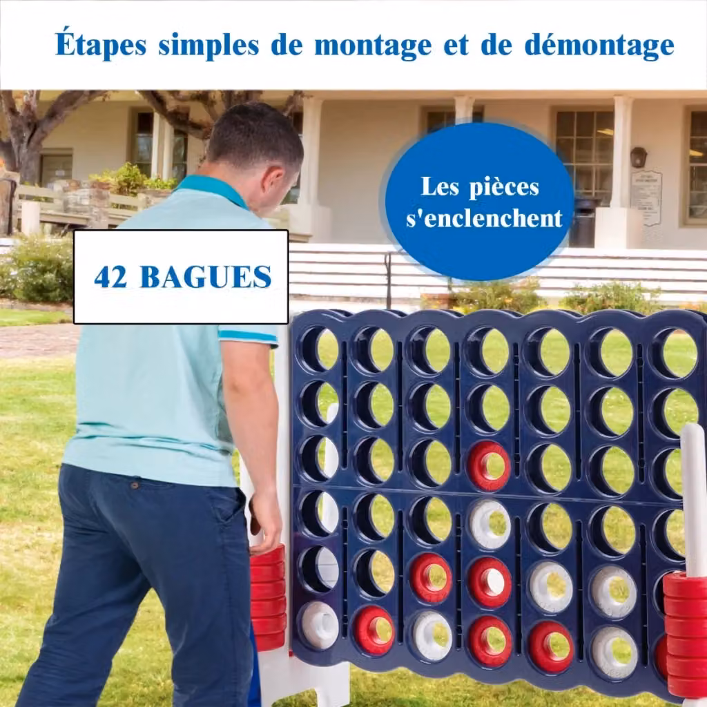 Gioco gigante Connect Four in plastica bianco e blu L/P/H: 120 x 42 x 104 cm – 2