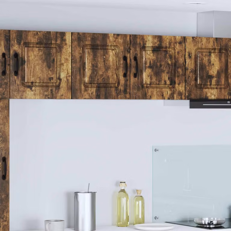 vidaXL Mobiletto da cucina Kalmar in legno Rovere fumé marrone con ante a battente e ripiani interni L/P/H: 80 x 31 x 40 cm