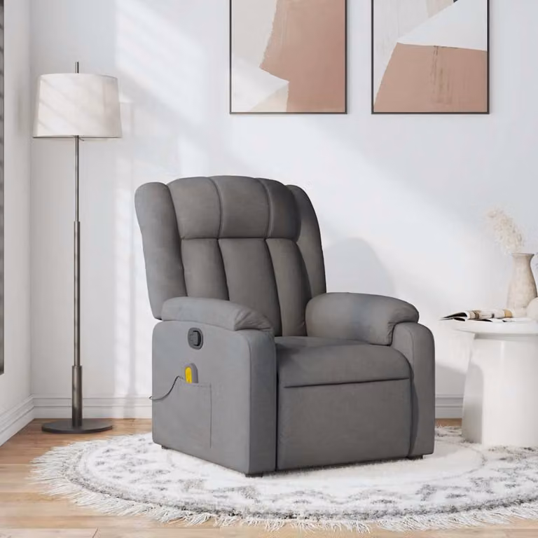 vidaXL Poltrona Relax Reclinabile Moderna in Tessuto Grigio con Braccioli