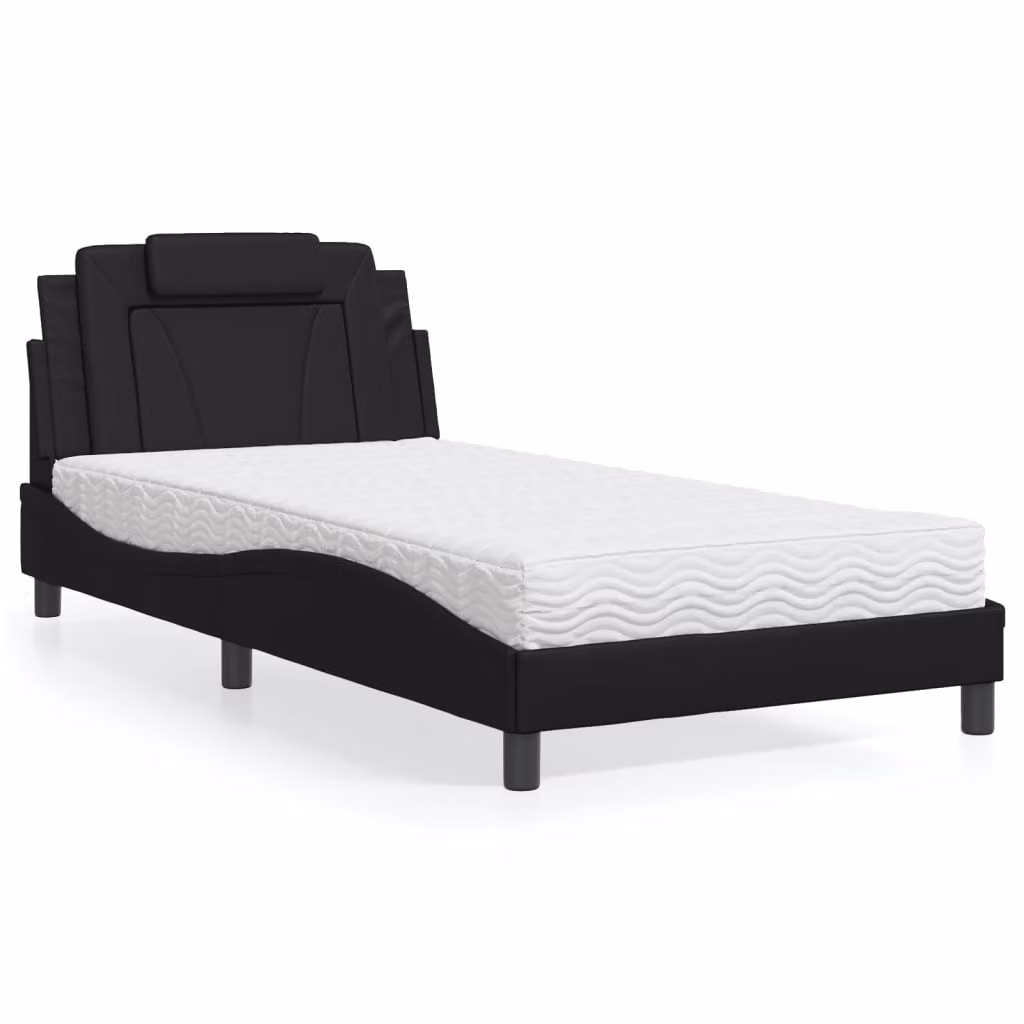 Letto Viana vidaXL con Materasso in Similpelle Nero L: 100 cm, P: 200 cm – 1