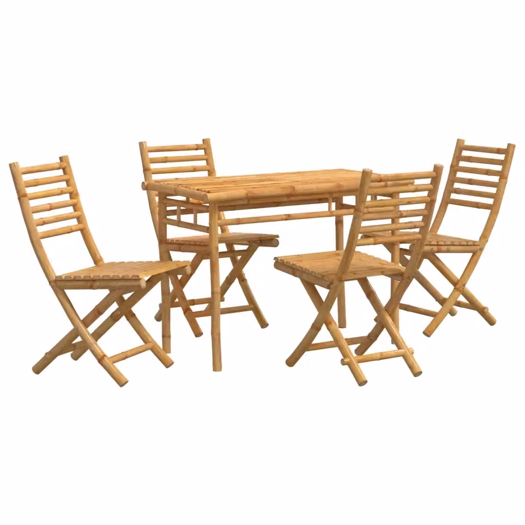 Set da pranzo da giardino vidaXL in bambù marrone, 5 pezzi – 2