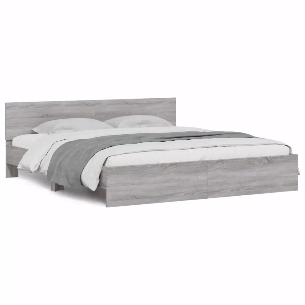 Letto con testiera vidaXL Sonoma Grigio L 200 cm x P 200 cm x H 70 cm – 2