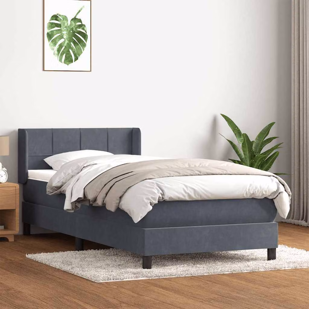 Maison Exclusive - Giroletto a Molle con Materasso Grigio Scuro 80x220 cm Velluto