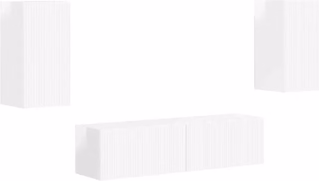 Set mobile TV 4 pz | Armadietto TV | Mobile Porta TV Bianco Lucido Legno multistrato
