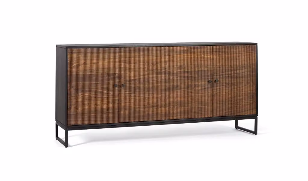 Credenza moderna in legno di mango e metallo marrone e nero per la tua sala da pranzo – 2