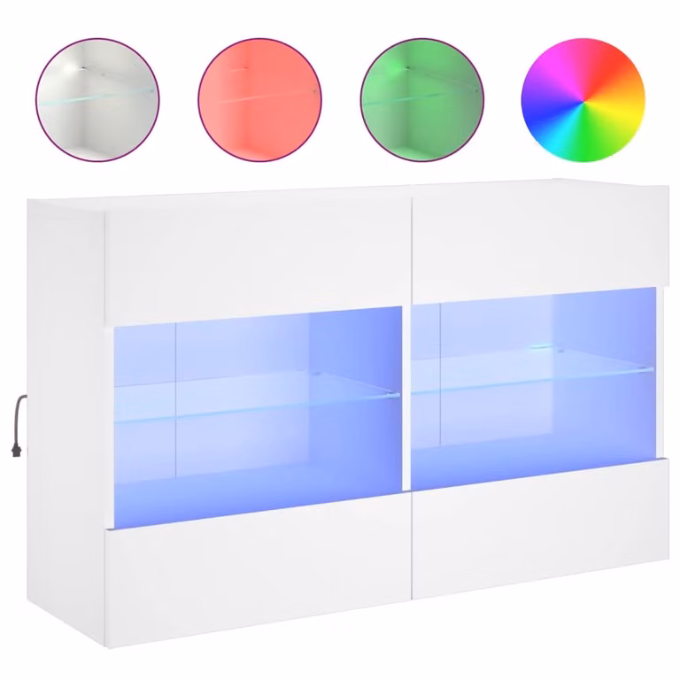 Mobile TV a Parete con Luci LED Bianco 98,5x30x60,5 cm