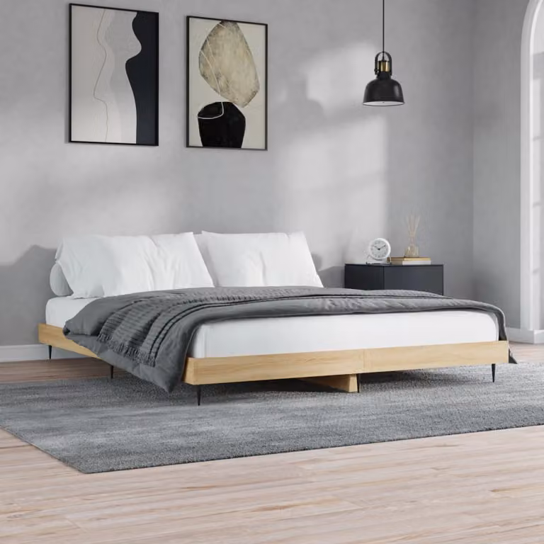 vidaXL Giroletto senza Materasso in Rovere Sonoma e Truciolato, L/P: 180 x 200 cm