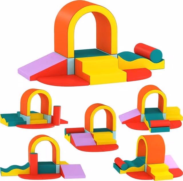 AIYAPLAY Set di 10 Pezzi Percorso di Motricità per Bebè in Schiuma EPE con Rivestimento in PU, Multicolore – 1