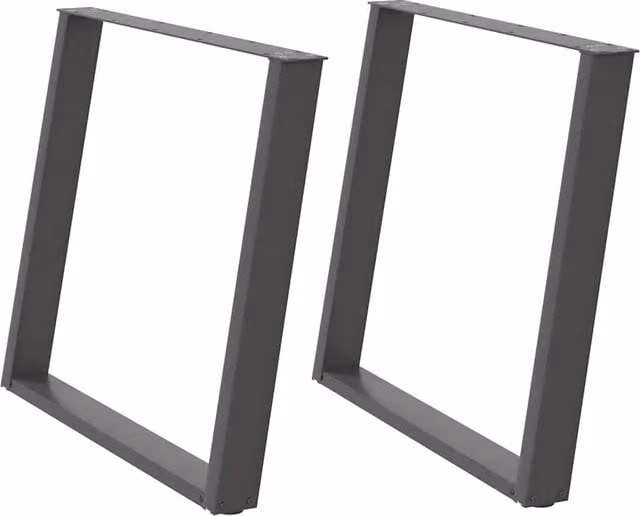 Set di 2 gambe regolabili per tavolo da pranzo moderno a forma di U in acciaio antracite, Altezza: 72,5-73 cm, Larghezza: 90 cm