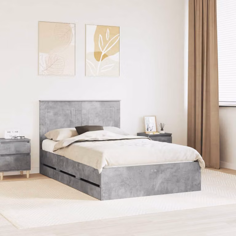 Struttura del letto moderna con cassetto vidaXL in legno ingegnerizzato Grigio L/P/H: 140 x 190 cm