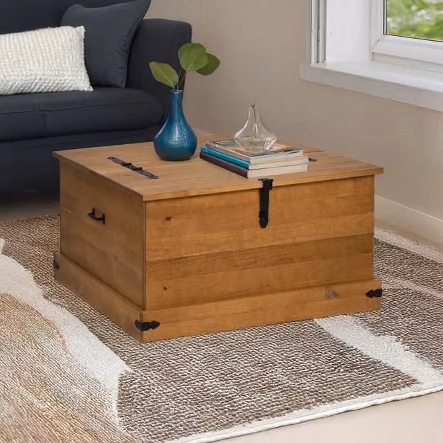 Cassapanca HALDEN 91x91x47 cm in Legno Massello di Pino 4018405