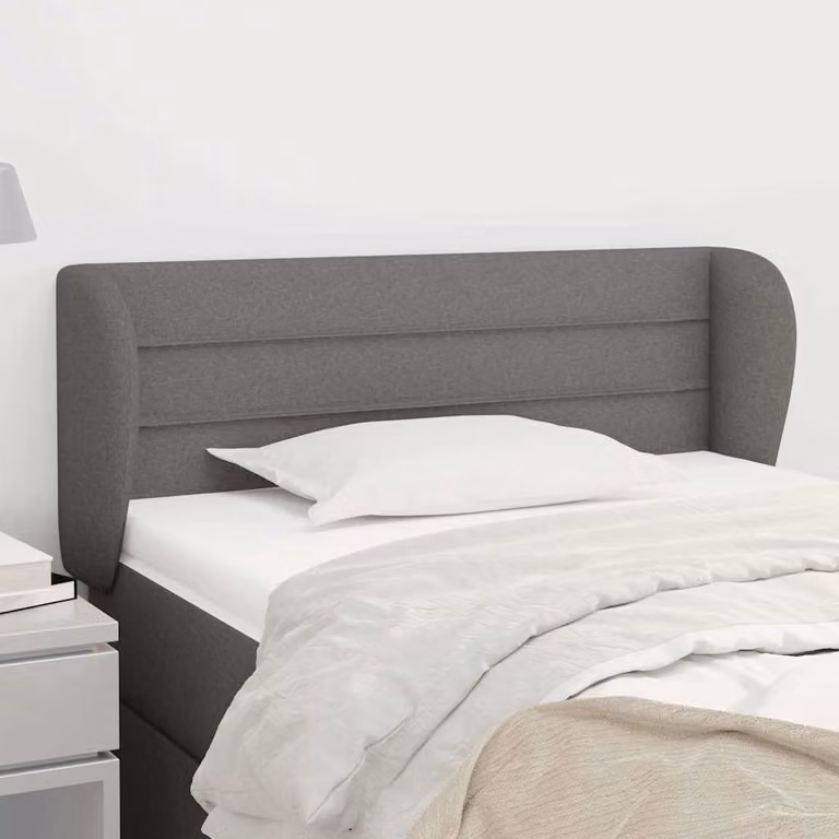 Testiera ad orecchio vidaXL in tessuto grigio scuro con struttura in legno di larice L 93 x P 23 x H 78/88 cm
