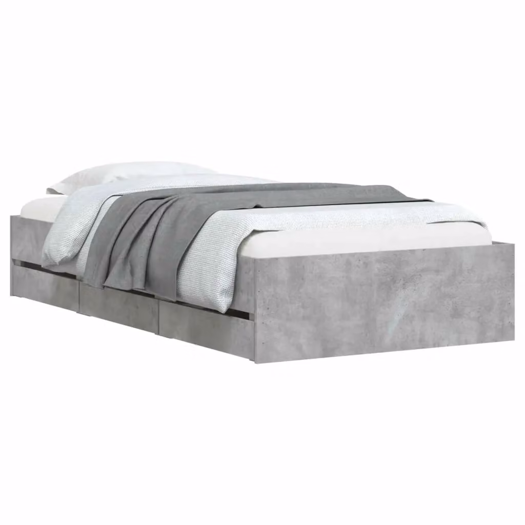 Letto moderno vidaXL con contenitore e cassetti in legno ingegnerizzato grigio L 140 x P 33 x H 203 cm – 2