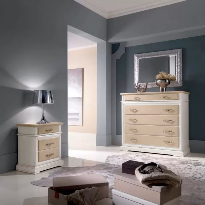 Comò Mobili 2G con 5 cassetti laccato bicolore bianco e avorio L: 127 cm, P: 52 cm, H: 117 cm – 3