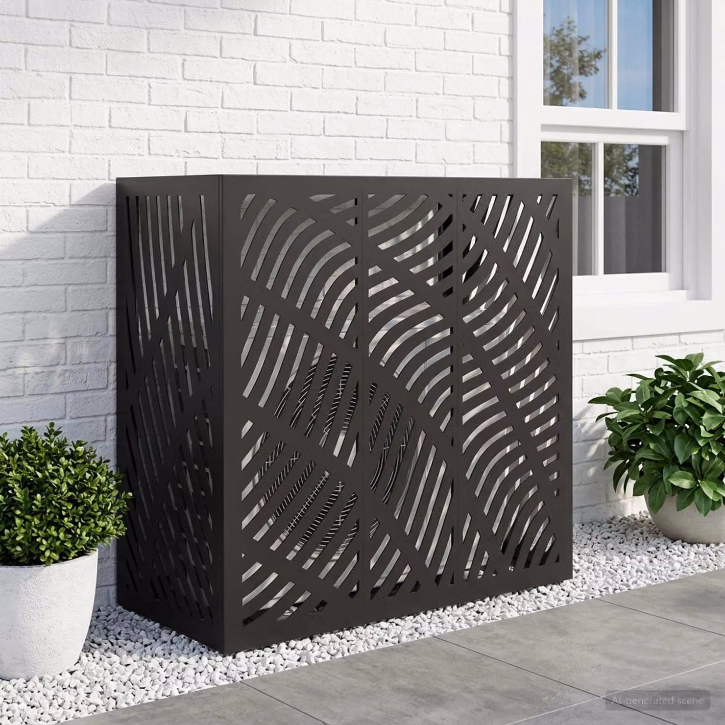 Copertura per condizionatore d'aria vidaXL in acciaio, Nero, L 110 x P 50 x H 105 cm