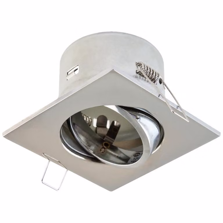 EVN da incasso a soffitto, quadrato, orientabile, cromato, IP20, GX5.3, 12 V, diametro di incasso 68 mm