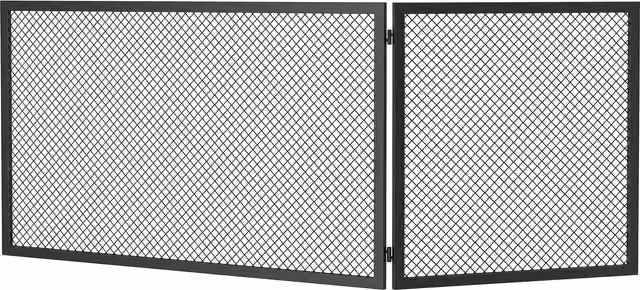 Parascintille per Camino Pieghevole a 2 Pannelli in Metallo Verniciato HOMCOM, Nero, L: 140 cm, P: 1 cm, H: 50 cm – 1