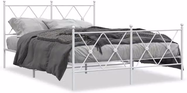 Letto matrimoniale DESIGN IN con testiera e pediera in metallo bianco L/P/H: 140 x 200 x 90.5 cm – 1