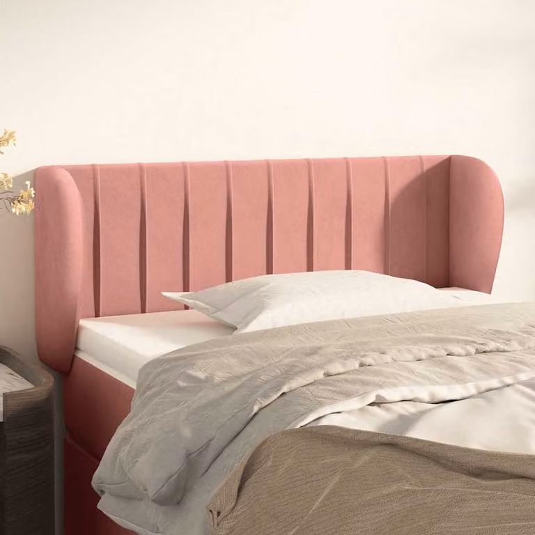 Testiera ad orecchio vidaXL in velluto rosa per la tua camera da letto L: 103 cm, P: 23 cm, H: 78-88 cm