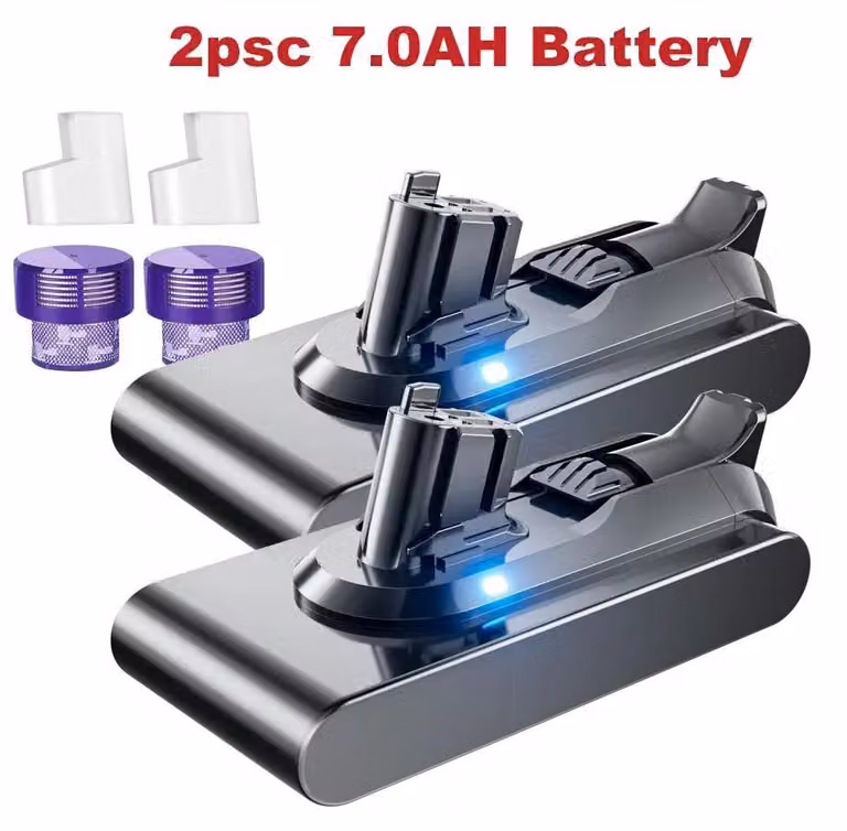 Aspirapolvere senza fili V11 - Batteria di ricambio agli ioni di litio - 7000mAh, 25,2V - Confezione da 2 con filtro - Compatibile con V11, SV15, SV16