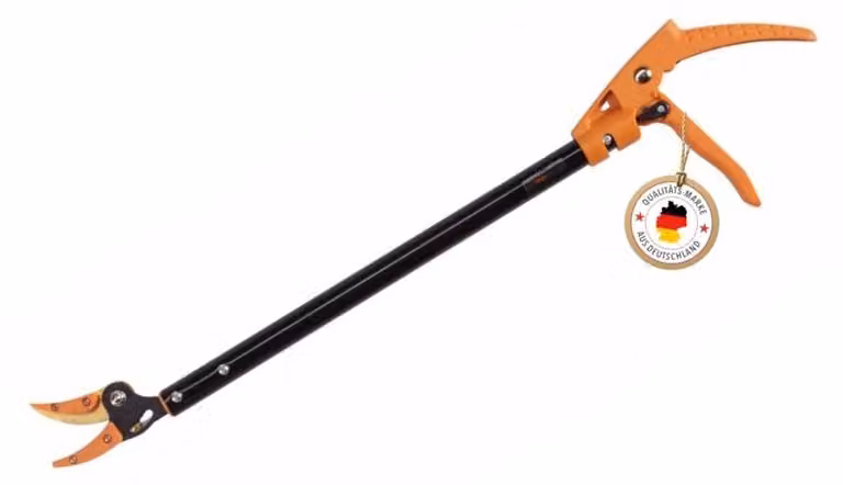 Potatore da giardino con manico lungo e funzione girevole, lama in titanio, lunghezza 65 cm