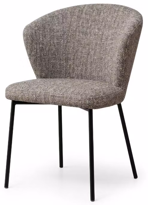 Sedia da pranzo dal design elegante, color grigio-beige mélange, rivestita in tessuto, stile scandinavo