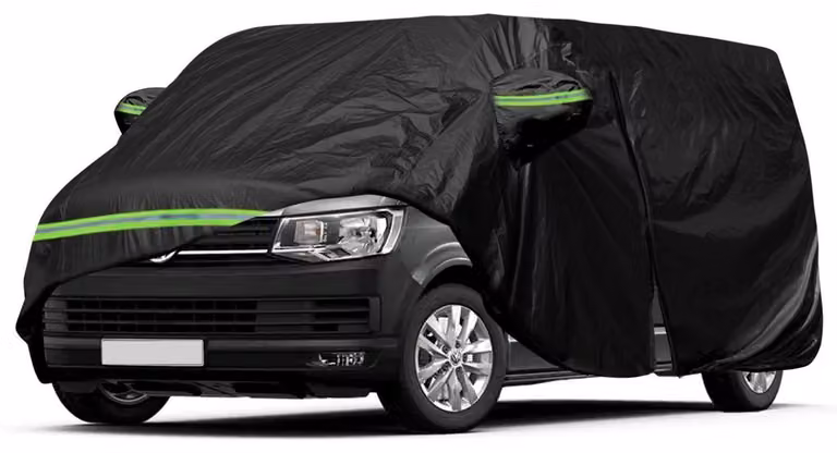 Copertura per auto compatibile con VW T5 T6, versione a passo lungo (LWB) e lunghezza 530 cm, colore nero, resistente agli agenti atmosferici e ai raggi UV