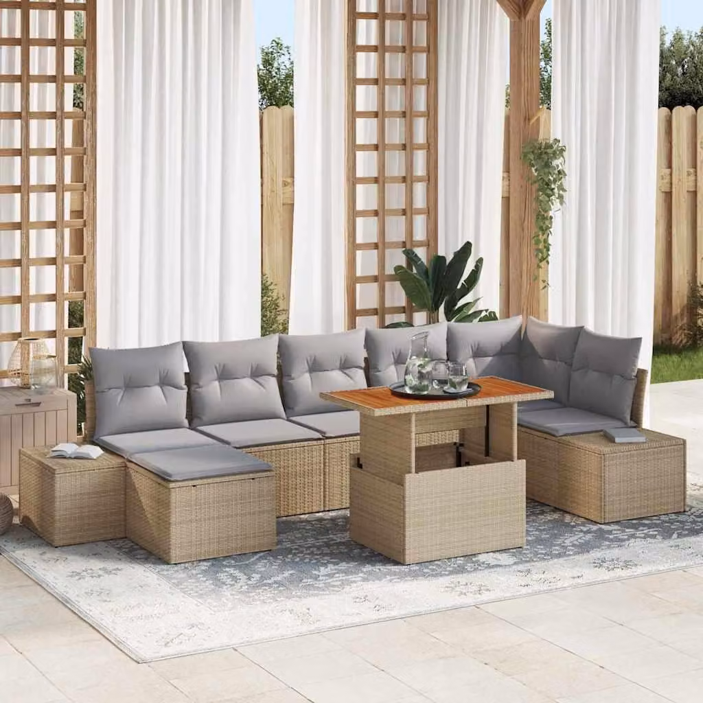 Maison Exclusive - Set da giardino composto da 8 pezzi, divano, nei colori beige e grigio