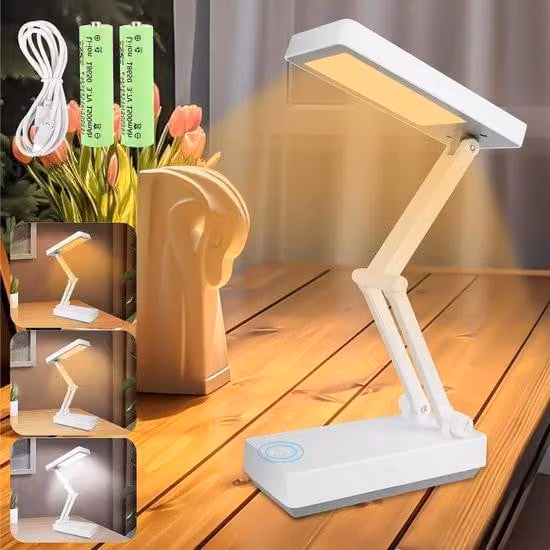 Lampada da tavolo LED pieghevole con batteria da 3000 mAh e comando touch