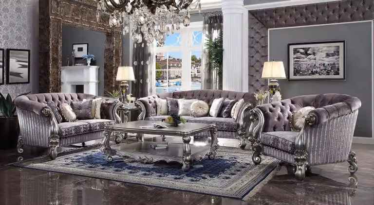 Sofagarnitur 3+2+1 Sitzer Wohnlandschaft Sofa Couch Polster Garnitur Barock