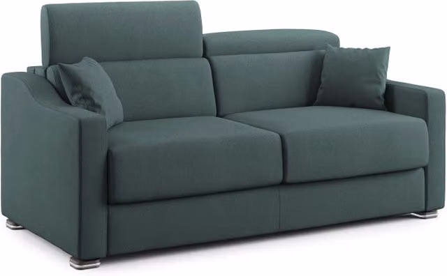Divano letto matrimoniale Amber Divani.Store in tessuto smacchiabile verde L: 191 cm, Materasso: 140 x 190 cm