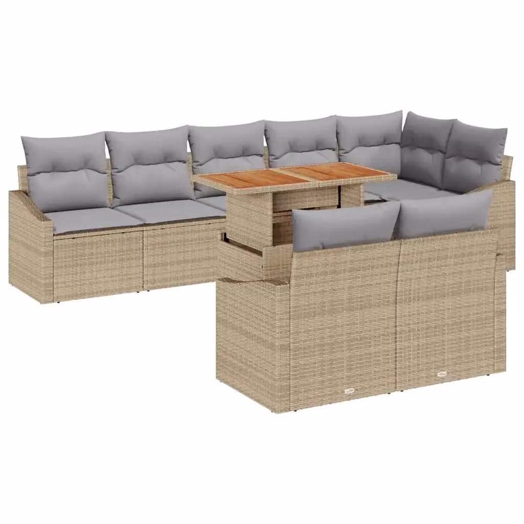 Set Divano da Giardino Moderno vidaXL in Rattan e Metallo Beige con Cuscini e Tavolino da Caffè – 2