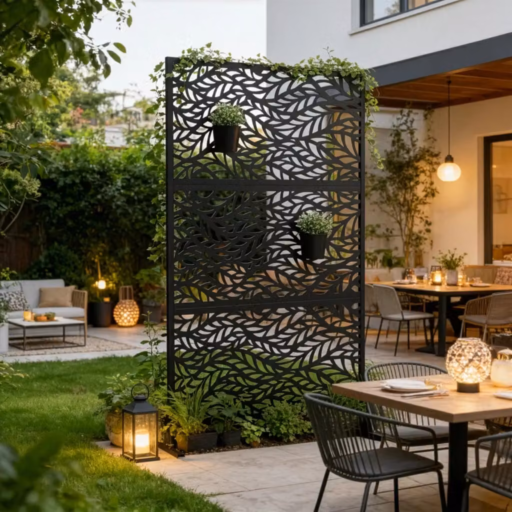 Pannello Divisorio Decorativo in Acciaio Nero casa.pro H: 180 cm, L: 120 cm, P: 40 cm – 2