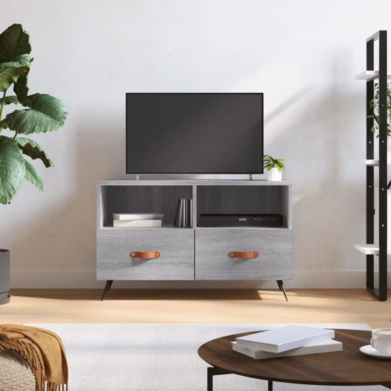 Mobile Porta TV Moderno vidaXL in Legno e Metallo, Grigio, L 80 cm x P 36 cm x H 50 cm