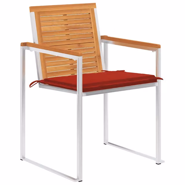 Set di 8 sedie da giardino vidaXL in legno di acacia oliato con cuscini impilabili e braccioli