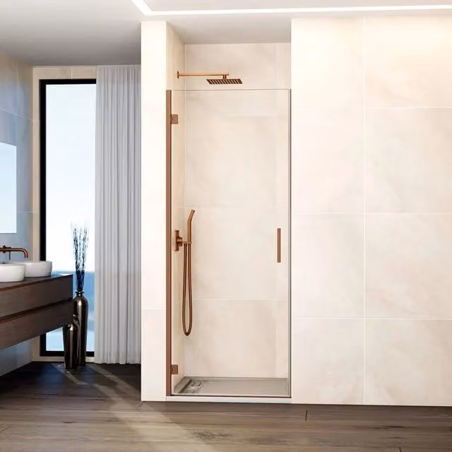 Box doccia frontale GLASS 1 porta battente 70 cm (68,2-70,2) rame trasparente