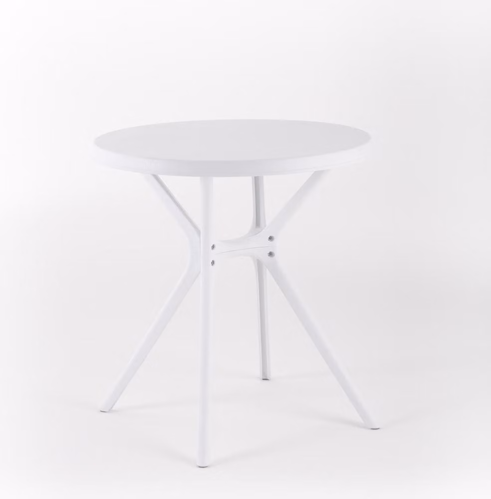 Tavolo rotondo Ø70 cm in polipropilene con fibra di vetro - design moderno, robusto e leggero per giardini, terrazze, bar e ristoranti - IVAN - Bianco